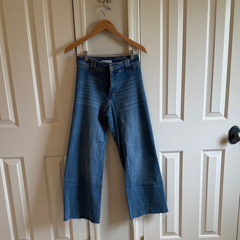 Zara Kids Blue Wide-Leg Raw Hem Jeans